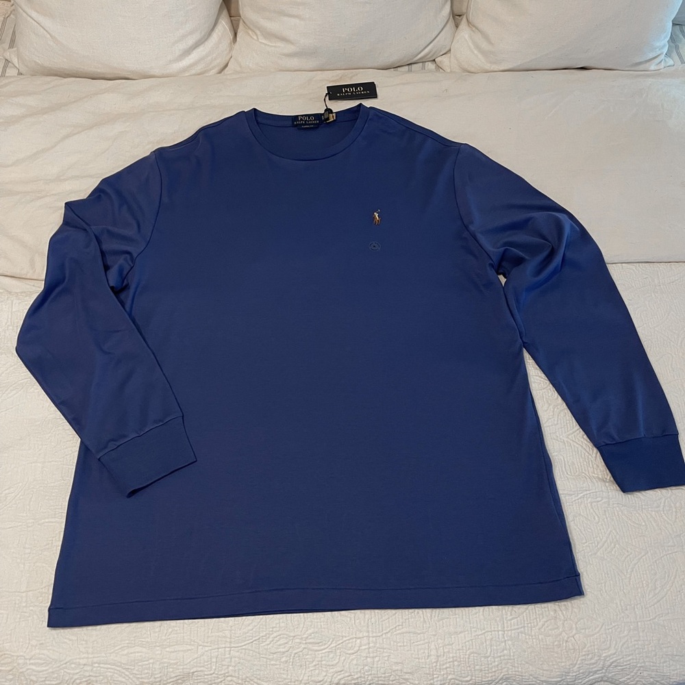 POLO Ralph Lauren • Men’s Long Sleeve Tee • Royal Navy • XL • NWT • Smoke Free